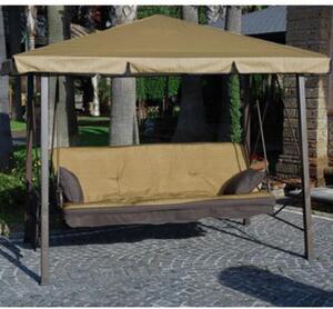 Pagoda a Dondolo 3 Posti in Ferro con Rivestimento Seduta e Funzione Letto 247X138X201 Cm