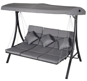 Dondolo 3 Posti da Giardino 200 x 115 x 168 cm Sling Grigio