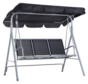 Dondolo 3 Posti da Giardino 170x110x153 cm in Acciaio Nero e Argento