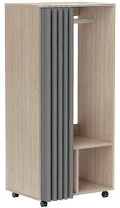 HOMCOM Armadio appendiabiti armadio contenitore mobile con tenda, barra appendiabiti, 60 x 40 x 128 cm, effetto legno naturale | Aosom Italy