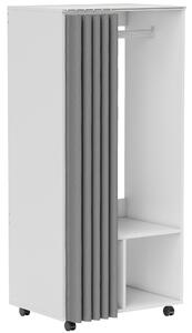 HOMCOM Armadio appendiabiti armadio contenitore mobile con tenda, asta di sospensione, 60 x 40 x 128 cm, bianco | Aosom Italy