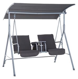 Dondolo 2 Posti da Giardino 175x112x165 cm con Tavolino Tessuto Oxford Grigio