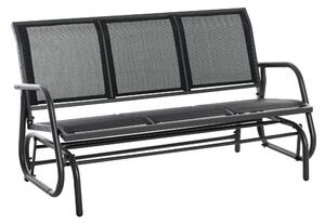 Dondolo 3 Posti da Giardino 151x75x85 cm in Metallo e Textilene Nero