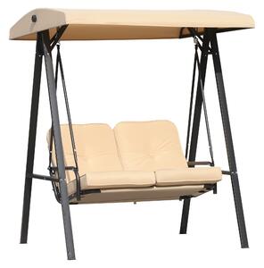 Dondolo 2 Posti da Giardino 138x106x174 cm in Acciaio e Poliestere Beige