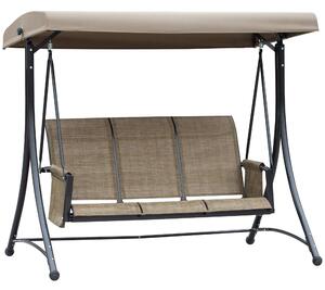 Dondolo 3 Posti da Giardino 196x128x172 cm in Metallo e Textilene Marrone