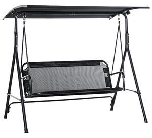 Dondolo 3 Posti da Giardino 172x110x155 cm in Metallo e Textilene Nero