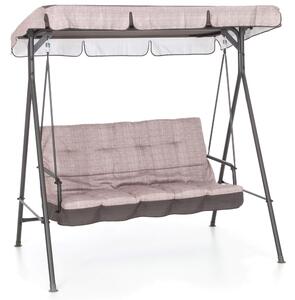 Dondolo 3 Posti da Giardino 160x118x160 cm in Ferro e Poliestere Pemba Beige