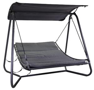 Dondolo Letto da Giardino 216,5x200x182 cm in Metallo Indiana Grigio
