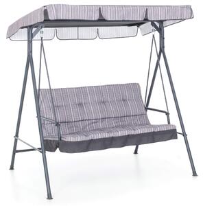 Dondolo 3 Posti da Giardino 160x118x160 cm in Ferro e Poliestere Pemba Antracite