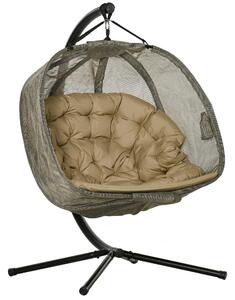 Dondolo Pensile da Giardino 2 Posti 132x126x172 cm Struttura in Acciaio Marrone