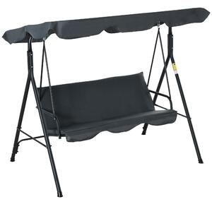 Dondolo da Giardino 3 Posti 172x120x153 cm con Tettuccio Parasole Regolabile e Cuscini Grigio