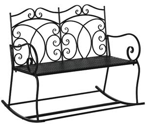 Panchina a Dondolo 2 Posti da Giardino 102x74,5x78 cm in Metallo Nero