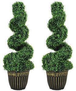 HOMCOM Bosso a spirale, set da 2 piante artificiali, con vaso, altezza 90 cm, verde | Aosom Italy