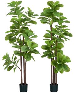 HOMCOM Set con 2 piante artificiali Ficus Lyrata altezza 180cm con vaso | Aosom Italy