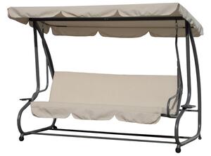 Dondolo Sofà Letto da Giardino 3 Posti in Acciaio Bauer Beige