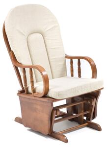 Poltrona a Dondolo in Legno Massello con Cuscino Douglas Beige