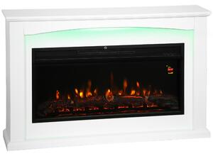 HOMCOM Camino elettrico 1000W/2000W, camino decorativo, effetto fiamma con 5 livelli di luminosità, 121x25x77cm, bianco | Aosom Italy