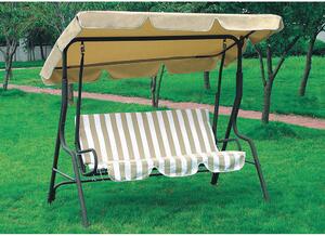 Dondolo Sofa 3 Posti in Acciaio Verniciato Telo Bianco/Beige