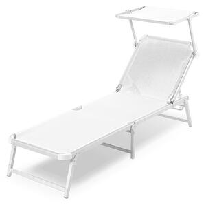 Lettino Prendisole da Spiaggia in Textilene con Parasole Taddei Sanremo T Bianco