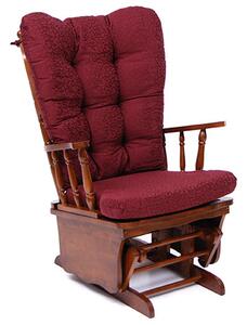 Poltrona a Dondolo in Legno Massello con Cuscino Dallas Bordeaux