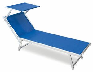 Lettino Prendisole da Giardino in Alluminio con Tettuccio Soriani Riccione Blu