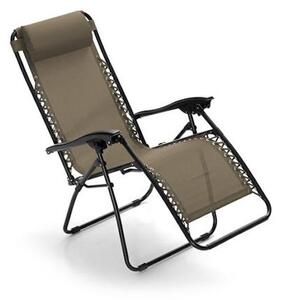 Sedia Sdraio Zero Gravity Reclinabile Pieghevole in Acciaio e Textilene Taddei Gran Relax Marrone