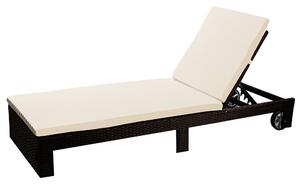 Lettino Prendisole da Giardino in Polyrattan 191x71x75cm Adila Noce