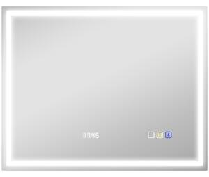 HOMCOM Specchio da bagno LED Bluetooth 80 x 100 cm interruttore touch illuminazione regolabile 3 colori anti-appannamento memoria Argento | Aosom Italy
