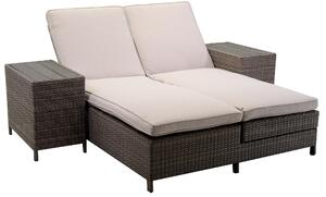 Lettino 2 Posti da Giardino in Polyrattan Atlanta Grigio
