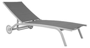 Lettino Prendisole da Giardino con Ruote in Alluminio Vorghini Sandy Grigio