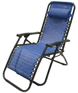 Sedia Sdraio Reclinabile e Richiudibile Rio 65x90x108 cm con Poggiatesta in Poliestere con Struttura in Acciaio Blu Mélange