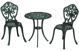 Outsunny Set bistrò per giardino in alluminio salotto da giardino 3 pezzi 2 sedie + tavolo rotondo effetto ferro battuto | Aosom Italy