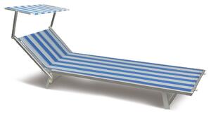 Lettino Prendisole da Giardino in Alluminio Soriani Riccione Righe Bianco e Blu