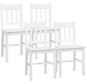 HOMCOM Set da 4 sedie da pranzo sedie da cucina sedie, legno massiccio, 41 cm x 46,5 cm x 85,5 cm, Bianco | Aosom Italy