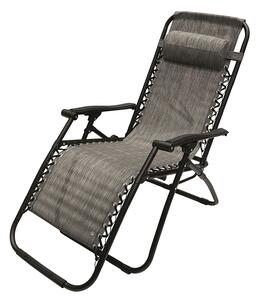 Sedia Sdraio Reclinabile e Richiudibile Rio 65x90x108 cm con Poggiatesta in Poliestere con Struttura in Acciaio Nero Mélange