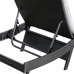 Lettino Chaise Longue da Giardino in Rattan Sintetico con Cuscino Caffè Scuro