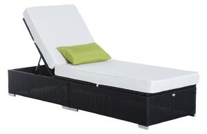Lettino Prendisole da Giardino di Lusso in Rattan Sintetico e Alluminio Nero