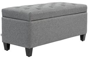 HOMCOM Panca, panca imbottita con contenitore, poliestere effetto lino, legno di caucciù, 100 x 40 x 44 cm, Grigio chiaro | Aosom Italy