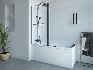 Parete per vasca da bagno con apertura girevole Nero opaco (70 + 30) x 140 cm - PRIMAEL