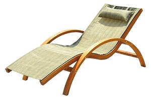 Lettino Prendisole Ergonomico in Legno con Materassino e Poggiatesta Marrone
