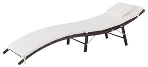 Lettino Prendisole Ergonomico in Acciaio con Cuscino Marrone e Bianco