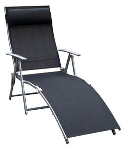 Sdraio Prendisole Relax Reclinabile Pieghevole in Metallo 137x63.5x100.5 cm Nero
