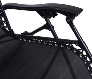 Sedia Sdraio Pieghevole Reclinabile Lettino Relax a Gravità Zero in Textilene Nero 90x65x110 cm