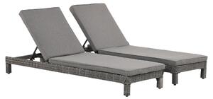 Set 2 Lettini Prendisole in Acciaio con Cuscino Grigio