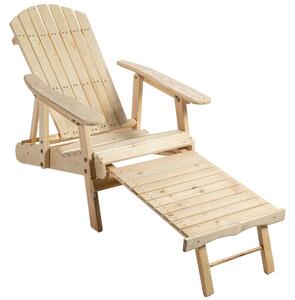 Lettino Prendisole Adirondack in Legno da Giardino con Poggiapiedi