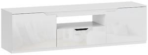 HOMCOM Lowboard TV, finitura lucida, per TV fino a 165,1 cm, 3 scomparti, cassetto, 160 x 38 x 43 cm, Bianco | Aosom Italy
