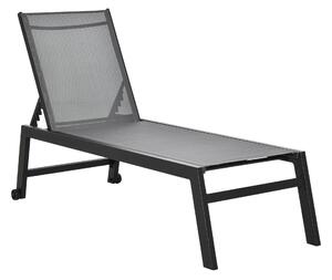 Lettino Prendisole da Giardino 169x65x102 cm UV Nero e Grigio