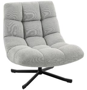 HOMCOM Poltrona girevole lounge con seduta ampia, effetto chenille idrorepellente, gambe incrociate in acciaio, Grigio chiaro | Aosom Italy