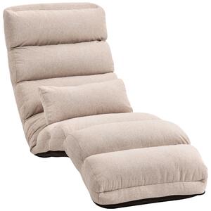 HOMCOM Poltrona letto singola con schienale e poggiatesta regolabili in 5 posizioni, 58x119x78 cm, beige | Aosom Italy