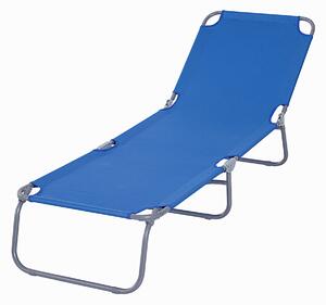 Lettino Prendisole Pieghevole da Giardino 180x55x24 cm in Metallo e Tessuto Oxford Blu
